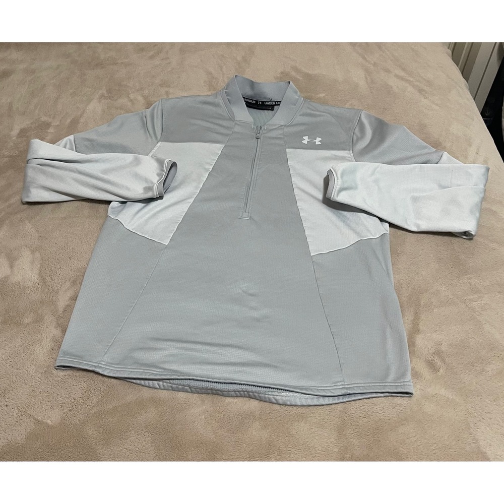 Under‎ Armour ColdGear Mens Large Gray Quarter Zip Pullover Long Sleeve Athletic